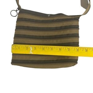 Zip-It Women's Green Khaki Striped Crossbody Messenger Bag Tote One Size